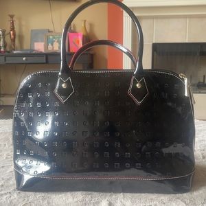 ARCADIA Black Patent Italian Leather Satchel Bag